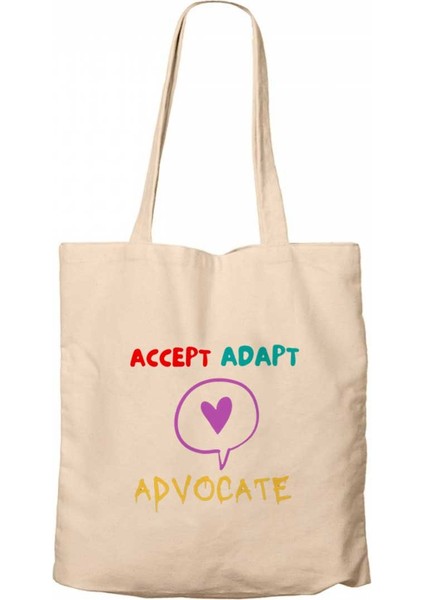 Accept Adapt Advocate Krem Kanvas Bez Çanta