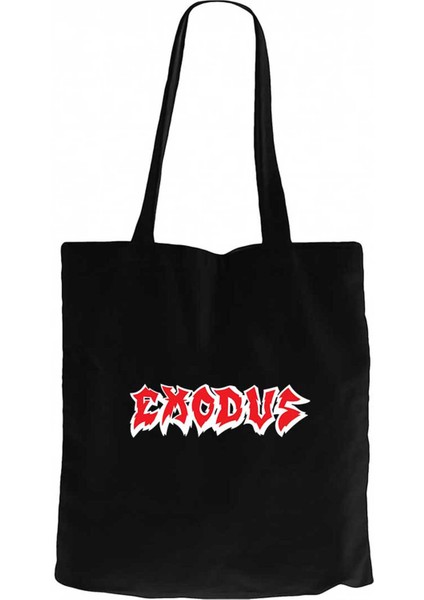 Exodus Logo Siyah Kanvas Bez Çanta