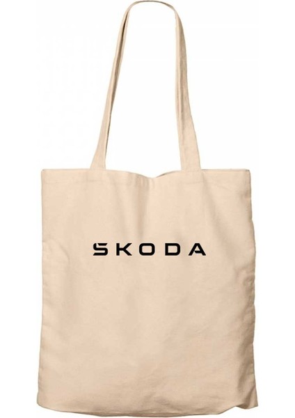 Skoda Text Krem Kanvas Bez Çanta
