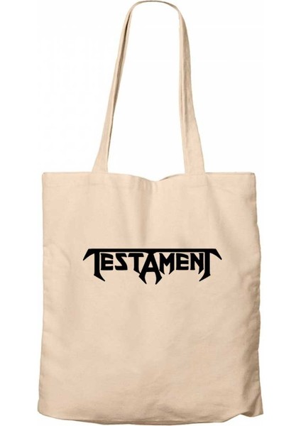 Testament Logo Text Krem Kanvas Bez Çanta