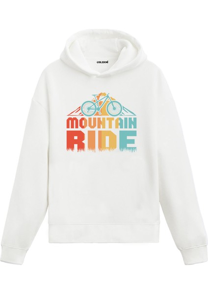 Retro Dağ Bisikleti Baskılı Ünisex Kapşonlu Hoodie