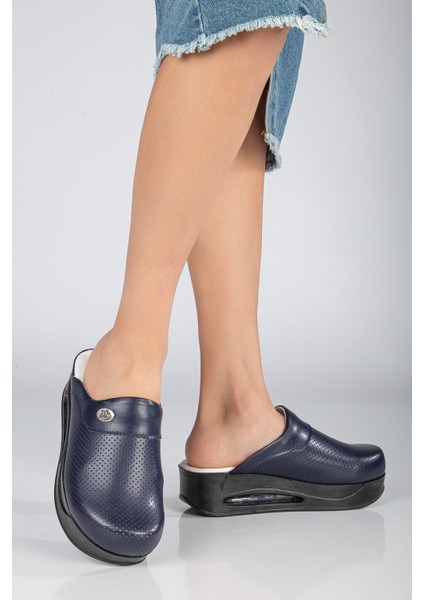 Doktor Hemşire Terliği - Sabo Terlik - Aşcı Terliği -airmax Taban - Rahat Comforlu - Kaymaz Taban -lacivert modelleri