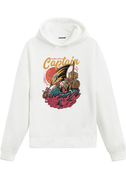 Think Like A Captain Baskılı Ünisex Kapşonlu Hoodie