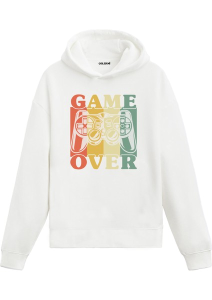 Game Over Baskılı Retro Ünisex Kapşonlu Hoodie