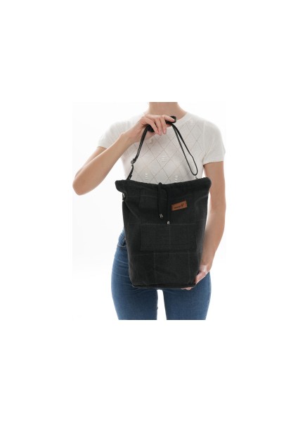 Avvah Siyah Desenli Silindir Kol Çantası SKSA1033