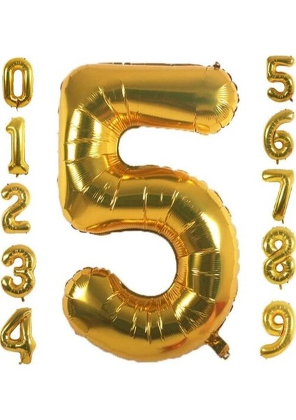 5 Yaş Doğum Günü Parti Kutlama Rakam Folyo Balon Altın Renk 36 cm 16 Inç fiyatları
