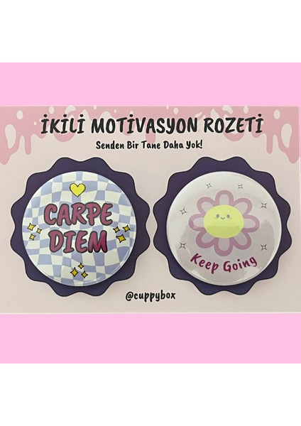Ikili Motivasyon Rozeti 44MM Iğneli Rozet