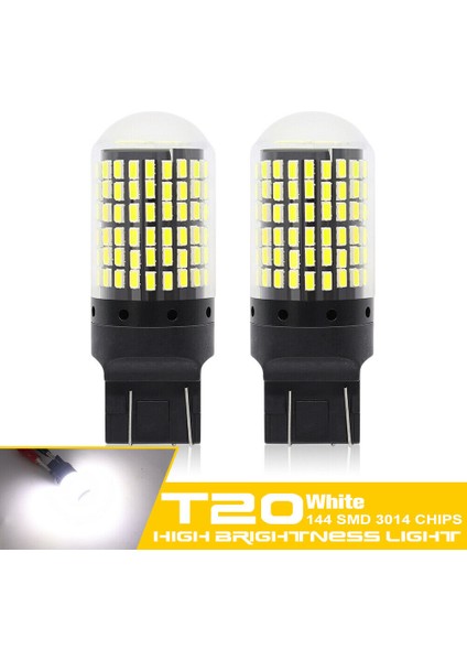 2x 7440 Canbus Süper Parlak Hatasız LED Ampul T20 W21W 144 Smd Beyaz Için Ters Kuyruk Dönüş Sinyali Işığı (Yurt Dışından)