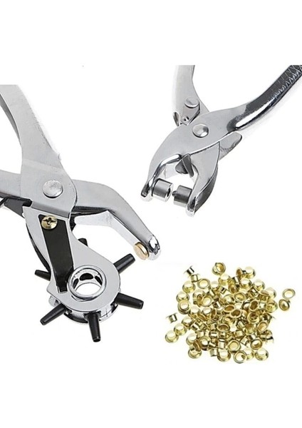 Kemer Delme ve Perçin Pensesi 2'li Set - Deri Plastik Delici