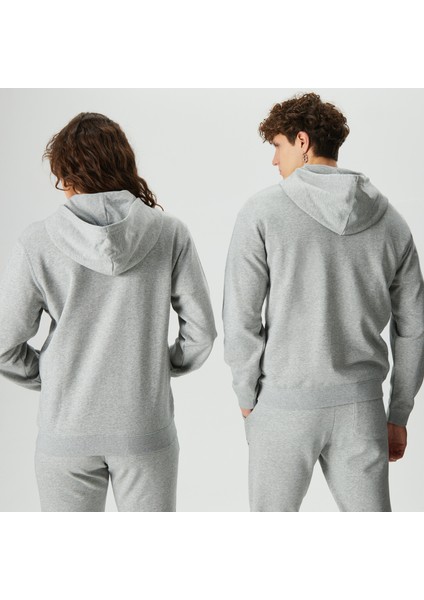 Go-To Embroidered Star Chevron Standard Fit Full-Zip Unisex Gri Kapüşonlu Eşofman Üstü fiyatları