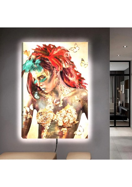 Ledli 90x60 Genç Kadın Kanvas Tablo