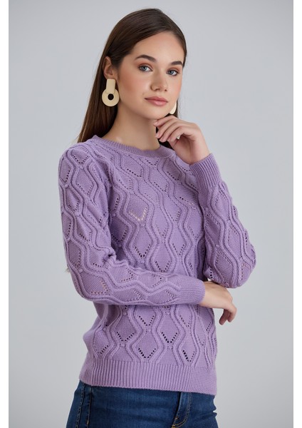 Kadın Ajurlu Desenli Triko Örme Kazak modelleri