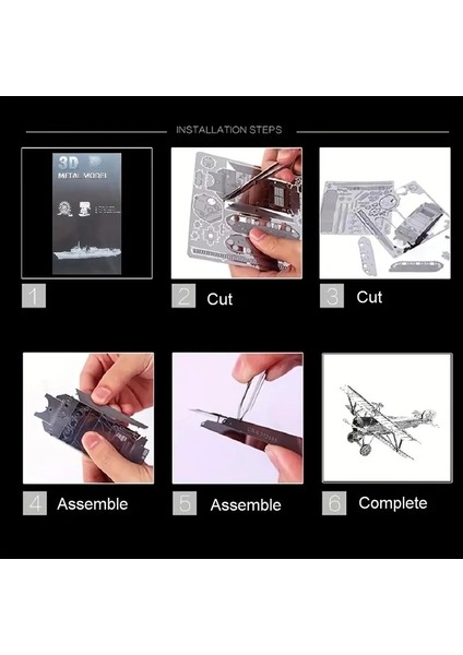 Dıy 3D Metal Puzzle Bulmaca Newpiort 17 Fighter Uçak 14+ Yaş Üstü Hediyelik