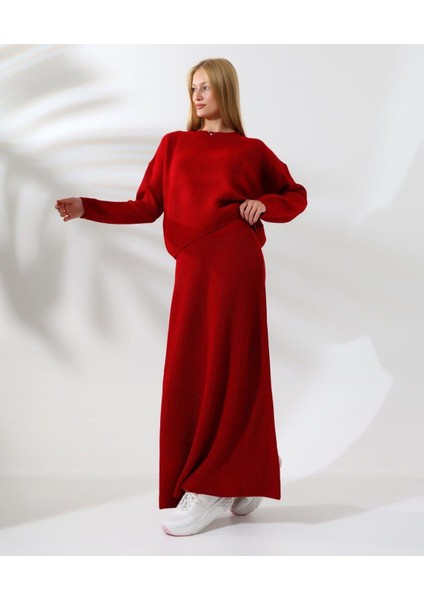 Kadın Kışlık Beli Lastikli Etek Bisiklet Yaka Kazak Triko Takım fiyatları