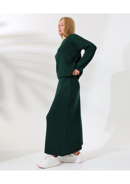 Kadın Kışlık Beli Lastikli Etek Bisiklet Yaka Kazak Triko Takım fiyatları