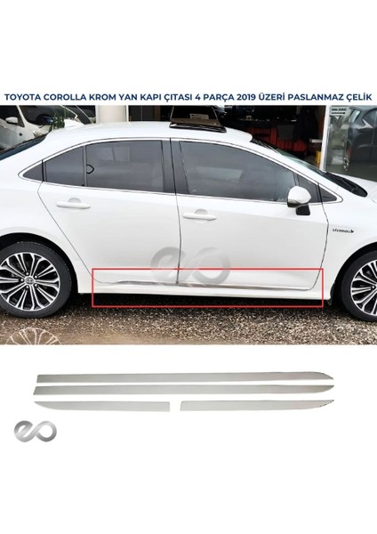 Toyota Corolla Krom Yan Kapı Çıtası 4 Parça 2019 ve Sonrası Paslanmaz Çelik