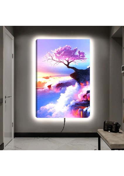 Ledli 90x60 Ağaç Manzara Kanvas Tablo