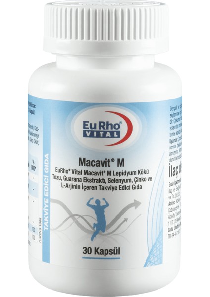 Eurho Vital Macavit M-Lepidyum Kökü Tozu, Guarana Ekstraktı, Selenyum, Çinko ve L-Arjinin Içeren Takviye Edici Gıda