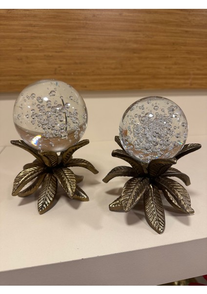 Dekoratif 2'li Döküm Pirinç Küre Antik Eskitme 16 ve 14 cm fiyatları