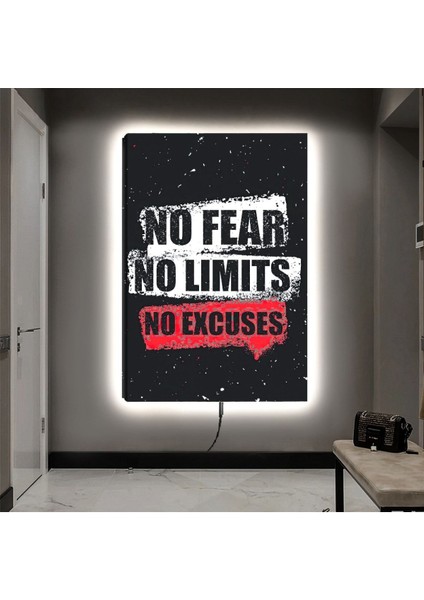 Ledli 90x60 No Fear No Lımıts Kanvas Tablo