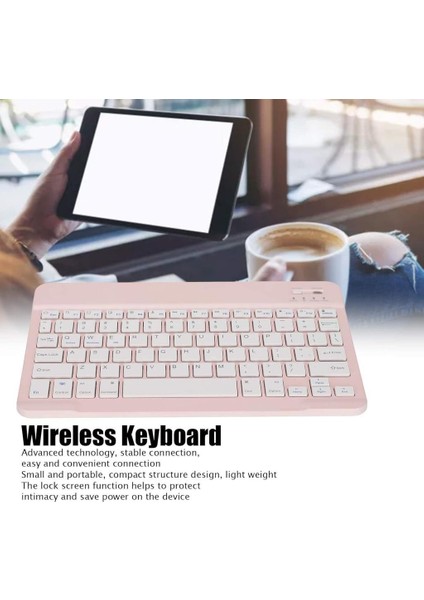 Samsung Galaxy Tab Active 3 SM-T577 Uyumlu Kablosuz Bluetooth Şarj Edilebilir Türkçe Q Klavye - Pembe