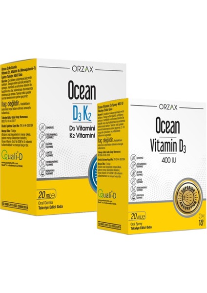 Ocean Vitamin D3K2 + Ocean Vitamin D3 400 IU İkilisi