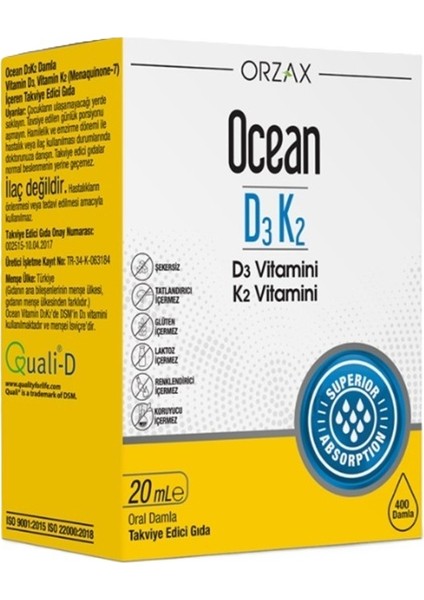 Ocean Vitamin D3K2 + Ocean Vitamin D3 400 IU İkilisi