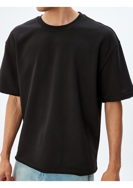 Oversize T-Shirt Bisiklet Yaka Kısa Kollu Pamuklu indirimleri