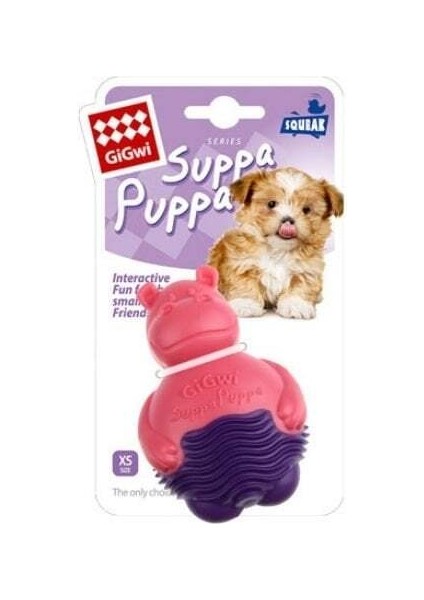 Suppa Puppa Hipopotam Plastik Köpek Oyuncağı Pembe Mor 9 x 6.5 x 5 cm