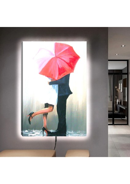 Ledli 90x60 Paris Aşıkları Kanvas Tablo
