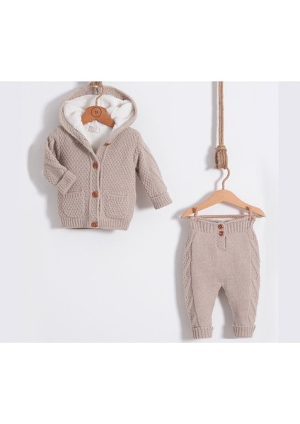 Anne Çocuk Yenidoğan Bebek Pirinç Örgü Triko Hırka 2'li Takım