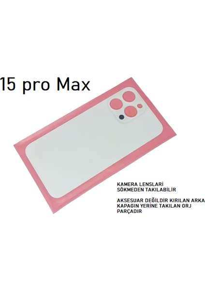 Apple iPhone 15 Pro Max Arka Pil Batarya Kapağı (Cam) Beyaz