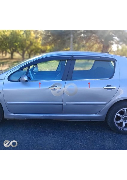 Peugeot 307 Krom Cam Çıtası 4 Prç. 2000 Üzeri P. Çelik