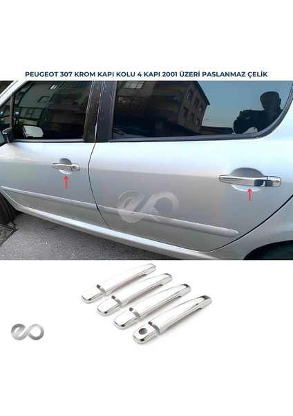 Peugeot 307 Krom Kapı Kolu 4 Kapı 2001 üzeri P.çelik