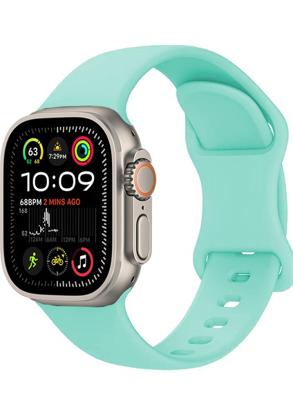 Apple Watch Ultra 49MM Uyumlu KRD-131 Silikon Kordon Strap Kayış-Açık Yeşil