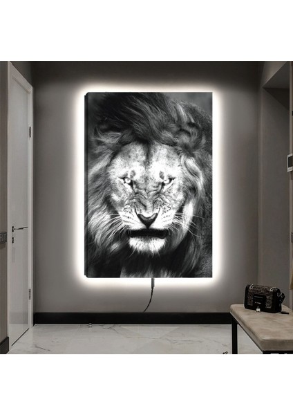 Ledli 90x60 Hayvanlar Alemi Aslan Kanvas Tablo