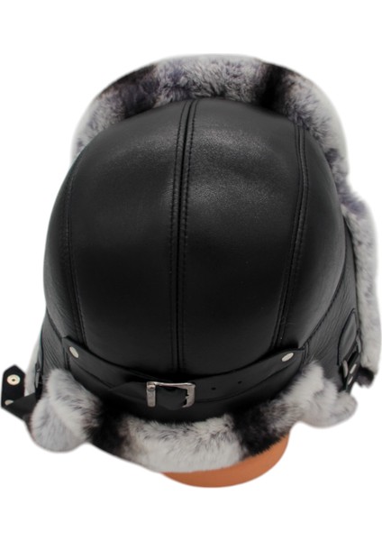 Gerçek Deri Tavşan Kürklü Ushanka Pilot Şapka Ayarlanabilir Tokalı Kışlık Outdoor Şapka Rex Model modelleri