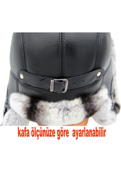 Gerçek Deri Tavşan Kürklü Ushanka Pilot Şapka Ayarlanabilir Tokalı Kışlık Outdoor Şapka Rex Model fırsatları
