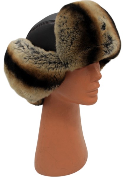 Gerçek Tavşan Kürklü Ushanka Deri Pilot Şapka Ayarlanabilir Tokalı Kışlık Outdoor Şapka Rex Model fiyatları