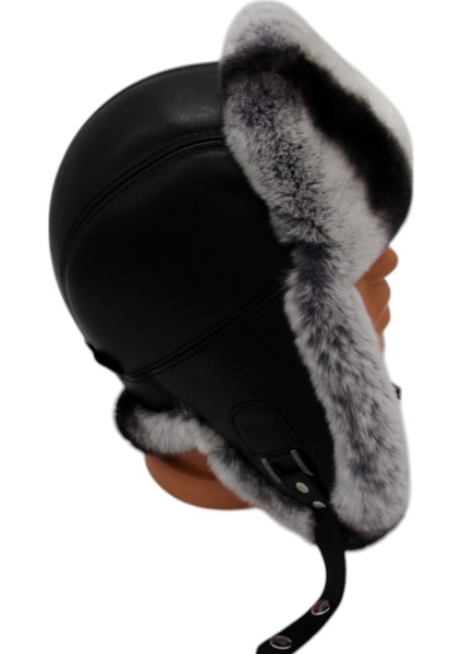 Gerçek Deri Tavşan Kürklü Ushanka Pilot Şapka Ayarlanabilir Tokalı Kışlık Outdoor Şapka Rex Model fiyatları