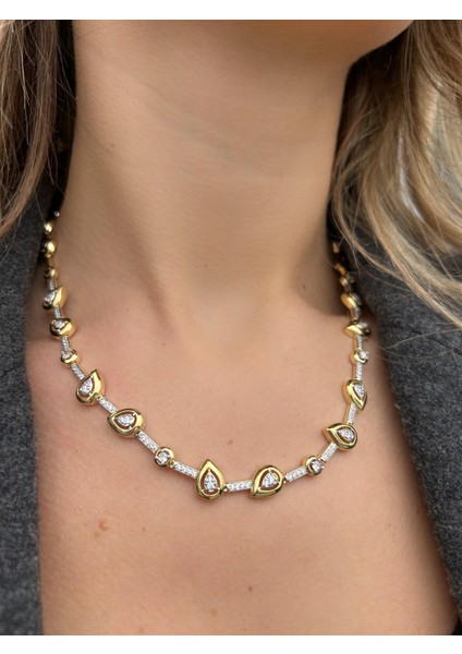 Gold Geometrik Tasarım Şeritli 14K Özel Seri Kolye