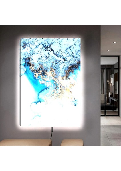 Ledli 90x60 Mavi Modern Kanvas Tablo