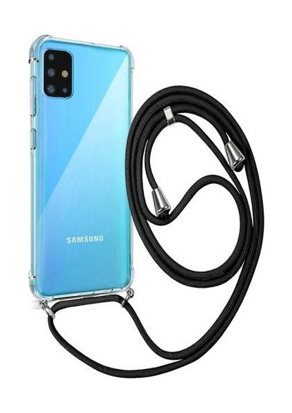 Samsung Galaxy A51 Askılı İpli Şeffaf Tank Kılıf