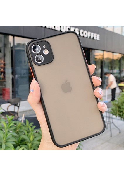 Apple iPhone 11 Kılıf 3D Kamera Korumalı Arkası Mat Kenarları Renkli Smoke Case
