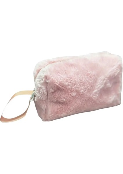 NS Reliable Chic Clutch Seyahat Makyaj Organizeri Kozmetik Çantası Tüy Peluş - 250 Açık Pembe