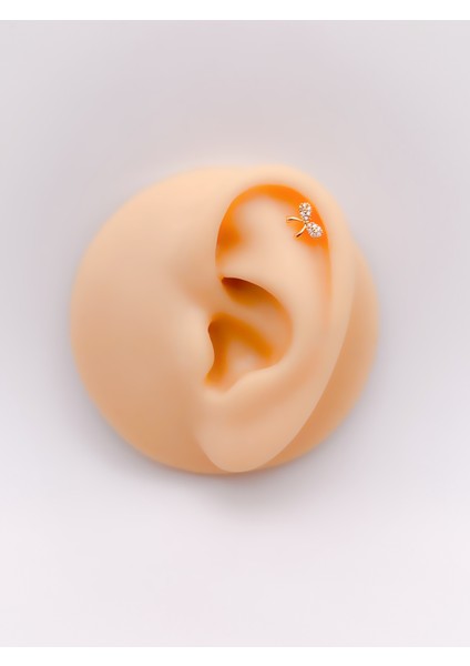 Cerrahi Çelik Piercing Full Zirkon Taşlı Fiyonk Kıkırdak Helix Tragus PIERCING(1ADET)