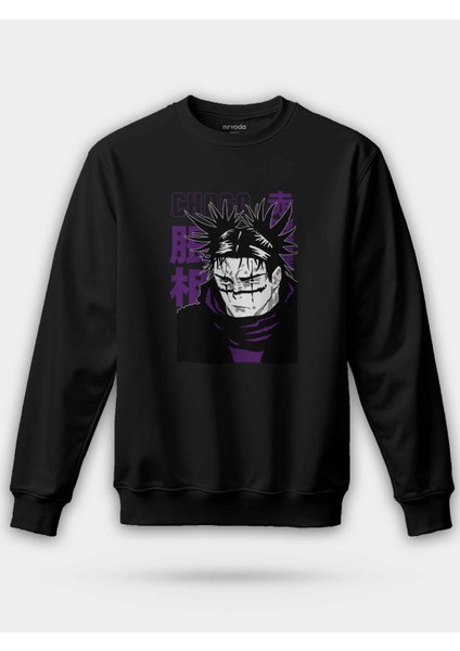 Choso Jujutsu Kaisen Baskılı Bisiklet Yaka Oversize Sweatshirt Anime Manga