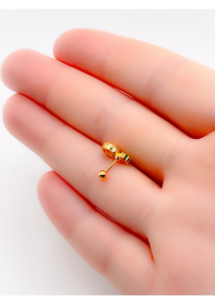 Cerrahi Çelik Piercing Zirkon Taşlı Ananas Figürlü Kıkırdak Helix Tragus PIERCING(1ADET)