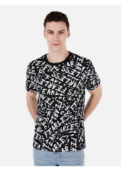 Regular Fit Yuvarlak Yaka Erkek Siyah Kısa Kol Tişört Cl1067822