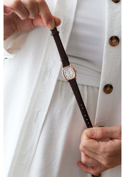 kahverengi Kadın Deri Kordon Rose Gold Yeni Sezon Vintage Kol Saati fiyatları